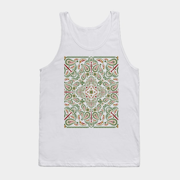 Organic Green Paisley Pattern - Mandala, Mosaic, Flower Lovers Print Gift For Men, Women & Kids Tank Top by Art Like Wow Designs